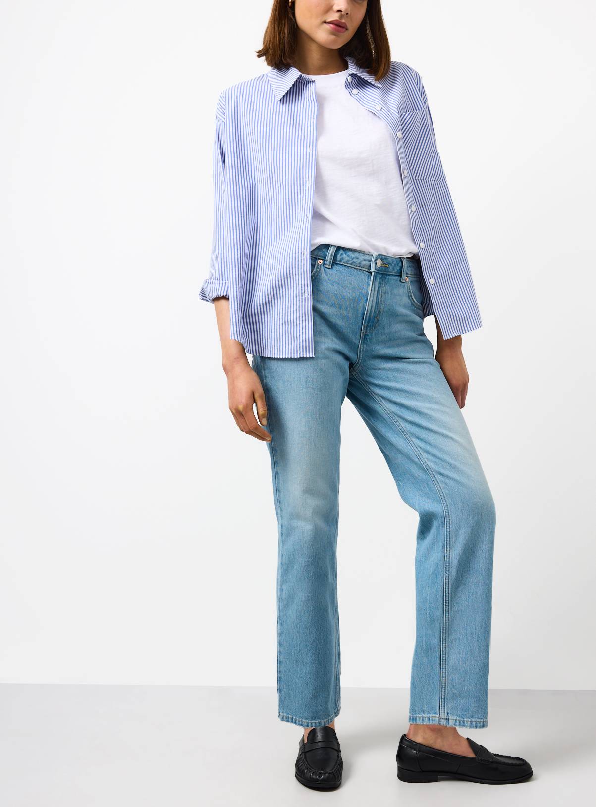 Light Denim Relaxed Straight Leg Ankle Grazer Jeans 18L - Image 3